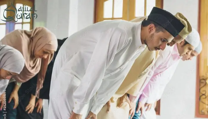 Muslim in step of prayer