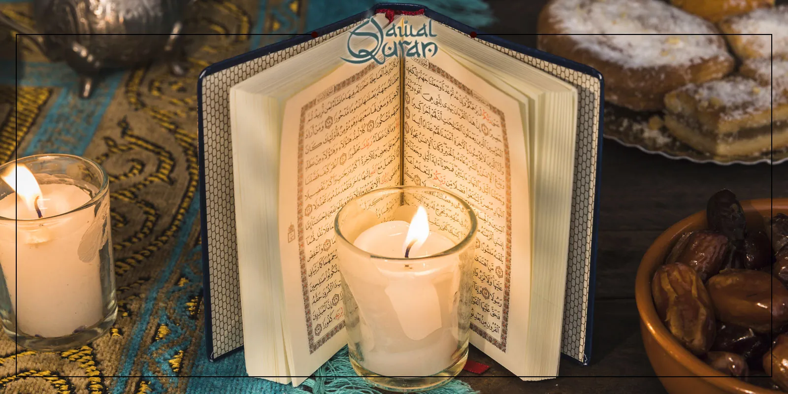 Ramadan the month of Quran with Muslims reading the Holy Quran in the blessed month of Ramadan