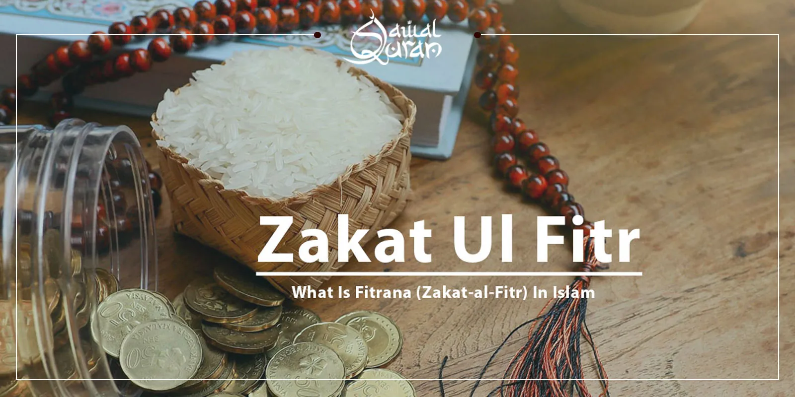 A graphic showing the calculation of Zakat ul-Fitr amounts based on different food types and family sizes.