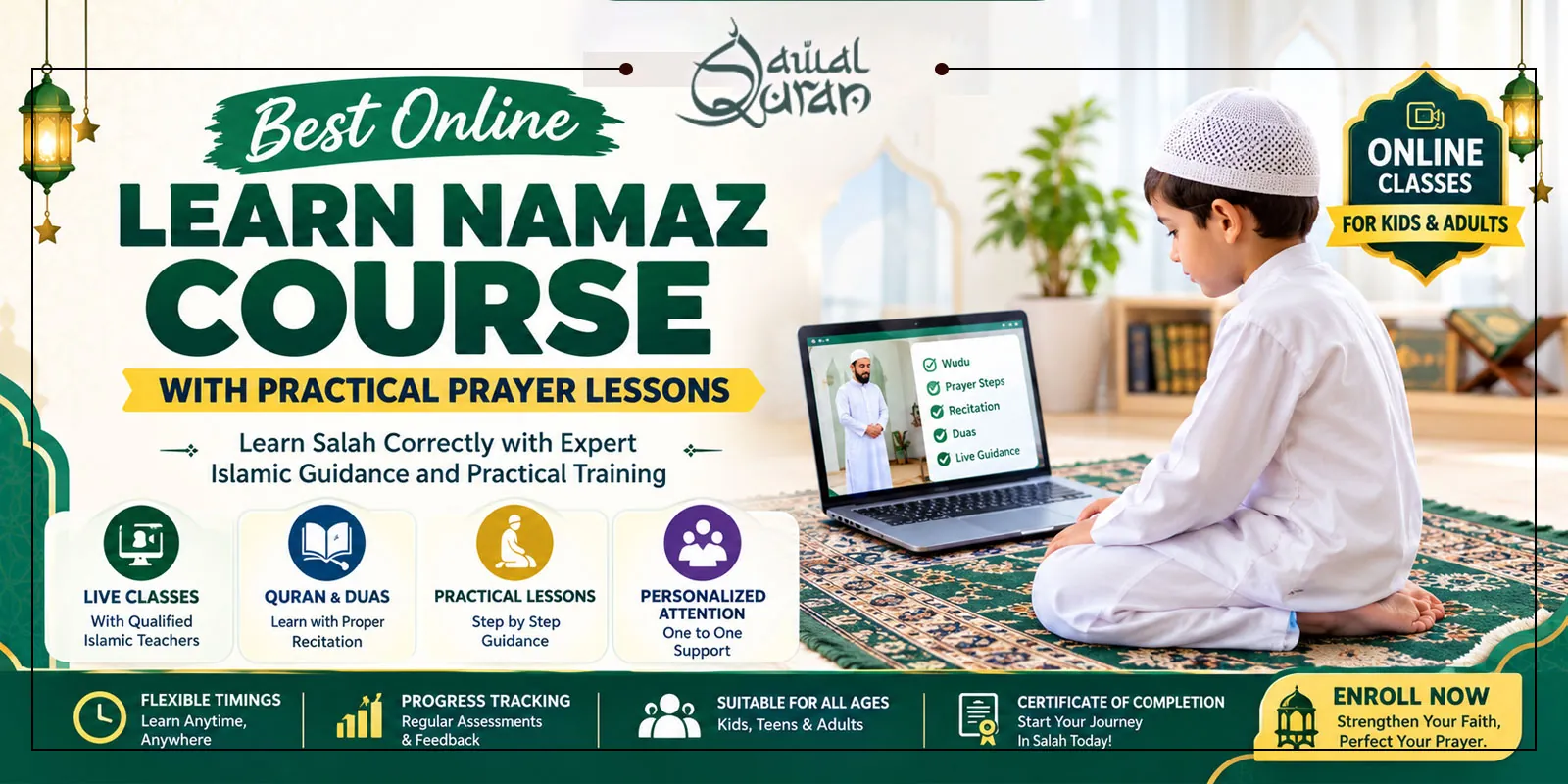 Learn Namaz quickly with awwal quran in detail practically prayer lesson